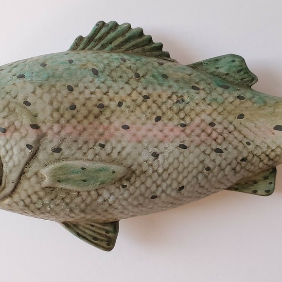 Vtg Hand Painted Japanese Sea Bass, Suzuki Ceramic Fish Tabletop/ Wall F… - Picture 5 of 13